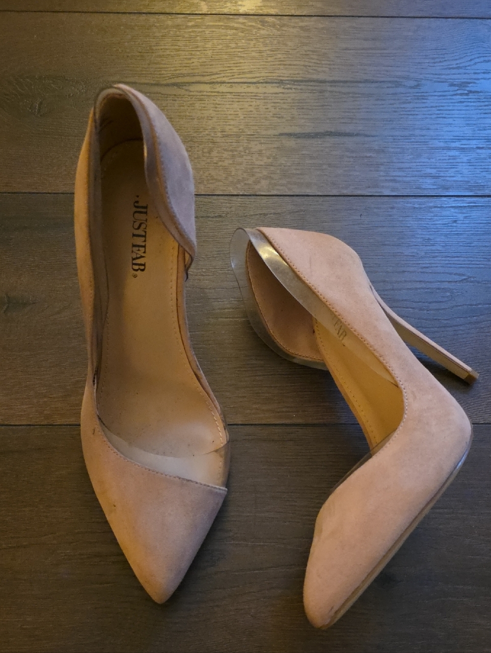 JustFab Dusty Pink Suede Pointed Toe Heels